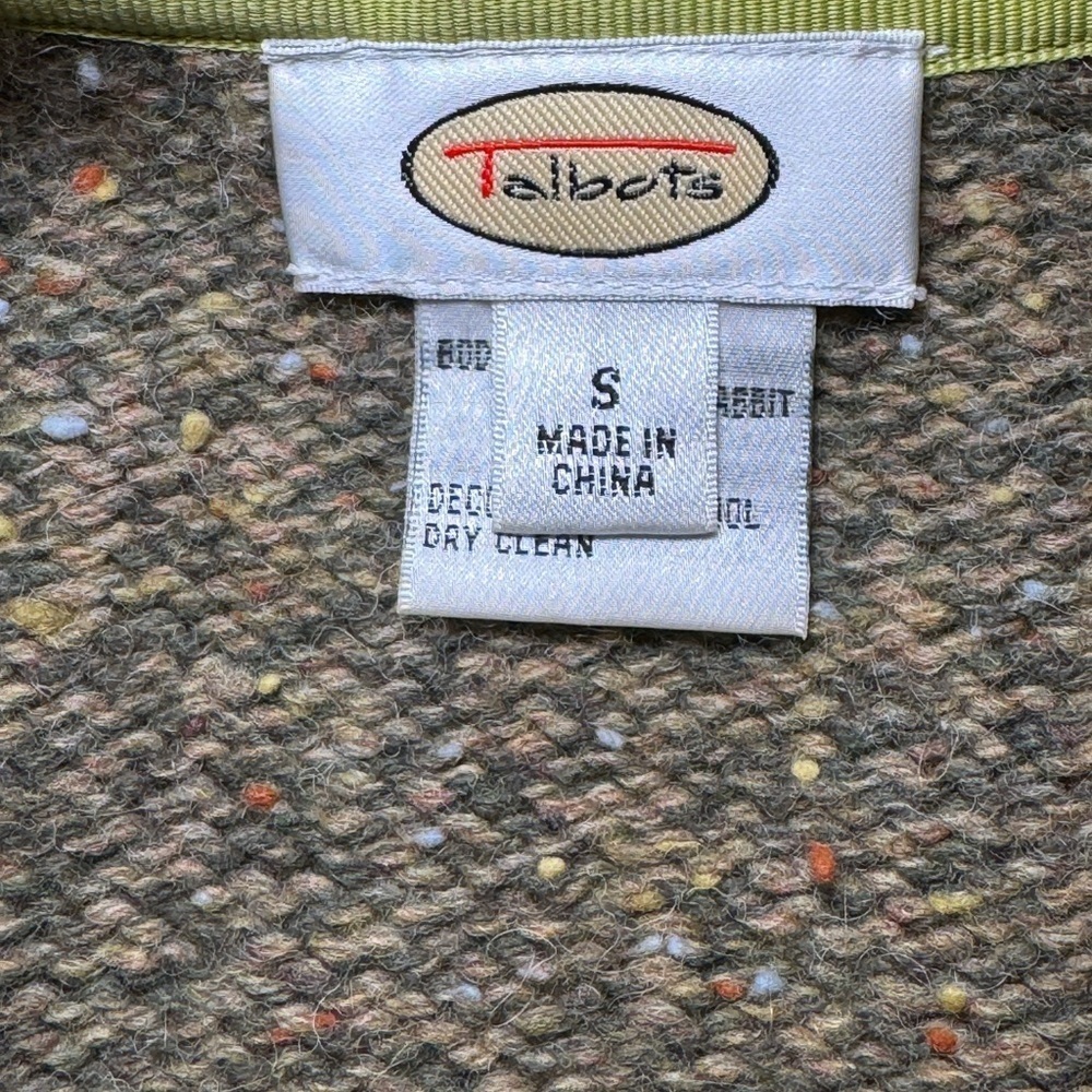 🌻 Talbots Wool Angora Blend Snap Front Green Knit Sweater Cardigan - Small - Picture 6 of 7